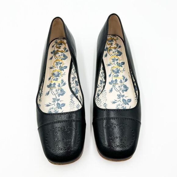 Gucci Hills GG Ballet Flat Black Cap Toe Double G Logo Leather 38, 8 - Picture 2 of 13